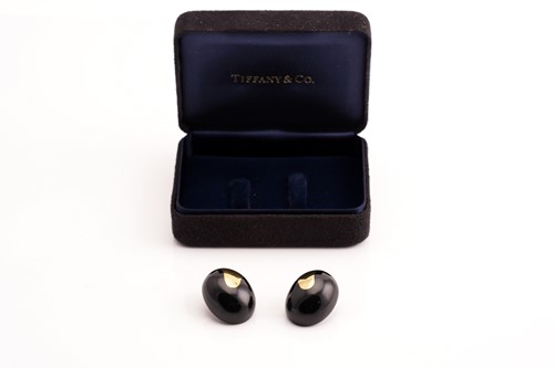 Lot 238 - Tiffany & Co. - A pair of black nephrite...