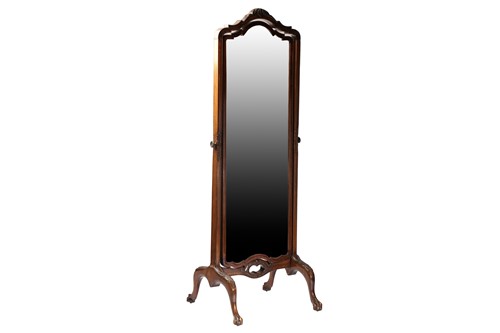 Lot 349 - A George III style mahogany cheval dressing...
