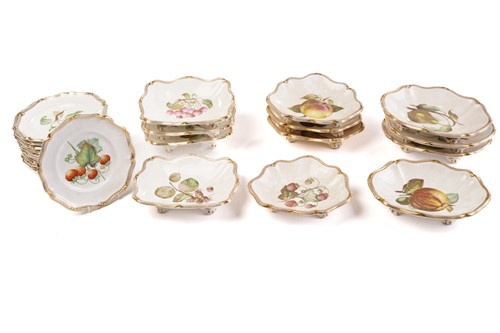 Lot 406 - A Davenport part fruit set, each hand painted...