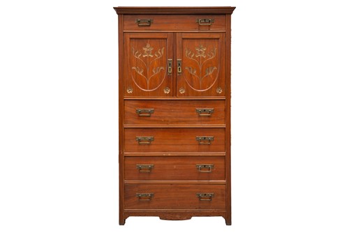 Lot 23 - A Swedish Arts & Crafts walnut tallboy...