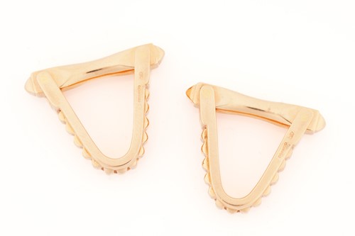 Lot 79 - A pair of stirrup cufflinks in 18ct pink gold...