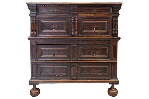 Lot 298 - A late 17th-century walnut and oak two-section...
