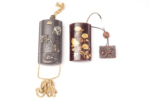 Lot 157 - A Japanese four-case lacquer inro, Meiji...