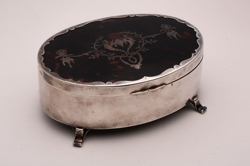 Lot 410 - An Edwardian silver and tortoiseshell dressing...