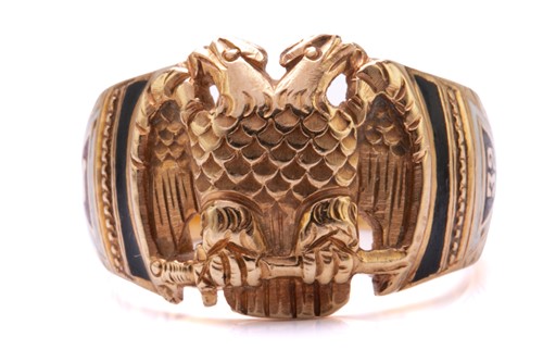 Lot 154 - A 32nd Degree Masonic enamel ring from the...