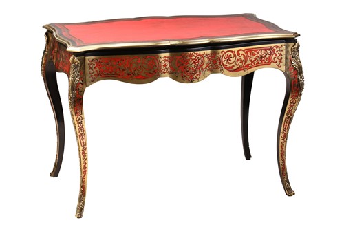 Lot 277 - A French Napoleon III ebonized, and red...
