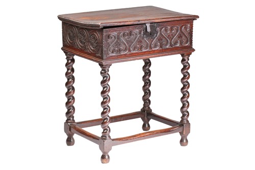 Lot 270 - A late 17th-century oak rectangular Bible box...