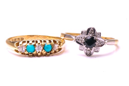 Lot 184 - Two gem set rings, the first ring is set with...