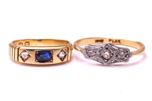 Lot 235 - Two gem set rings, the first ring is set with...