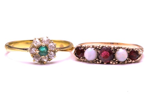 Lot 65 - Two gem-set rings; to include a five-stone...