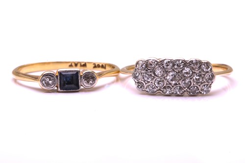 Lot 68 - A three row diamond half hoop ring; the round...