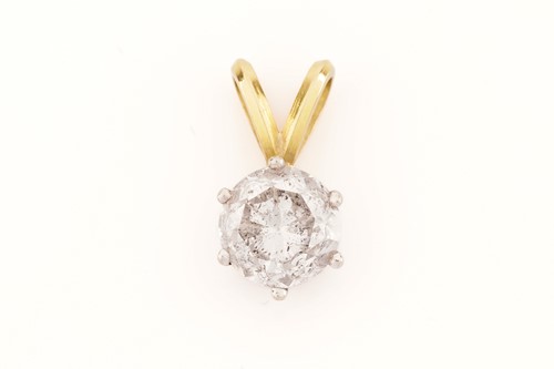 Lot 225 - A single diamond pendant, comprises a round...
