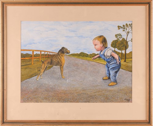 Lot 73 - James Lloyd (1905-1974), 'Boy with Boxer',...