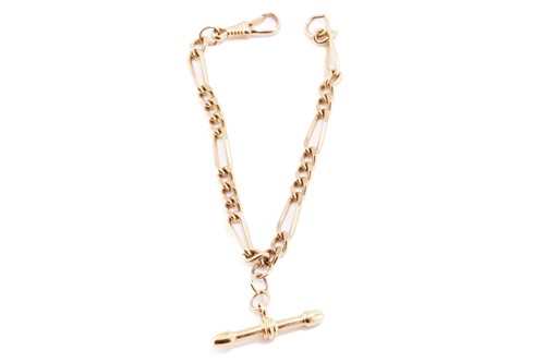 Lot 25 - A base metal watch chain converted to a...