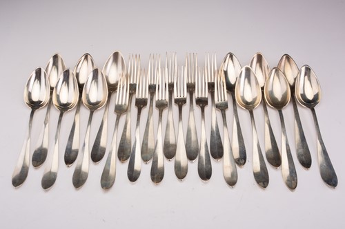 Lot 404 - A set of Belgium forks and spoons; comprising...