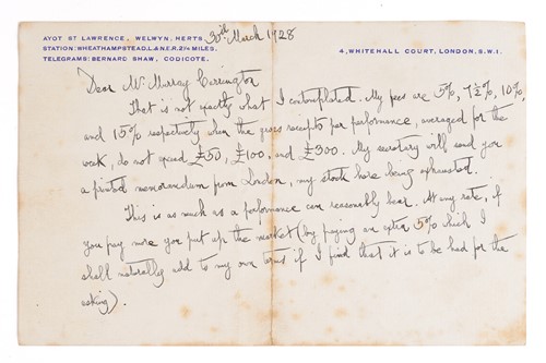 Lot 371 - George Bernard Shaw (1856-1950), an original...