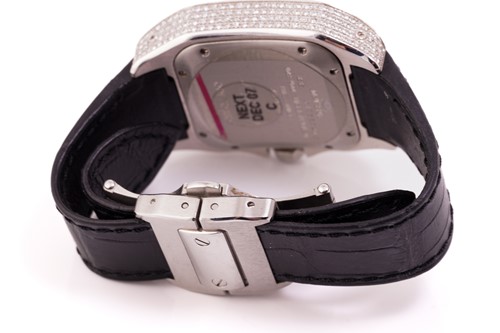 Lot 316 - A Diamond set midsize Cartier Santos 100,...