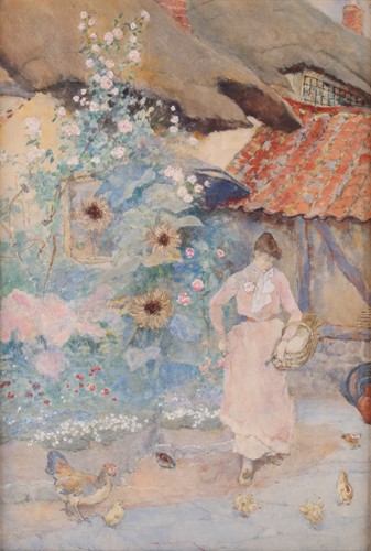 Lot 16 - David Woodlock (1842-1929) British, a woman...