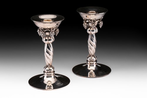 Lot 458 - A pair of Georg Jensen "Grape" pattern...