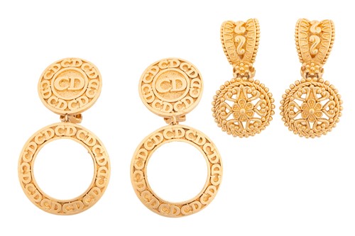 Lot 167 - A pair of Christian Dior vintage earrings;...