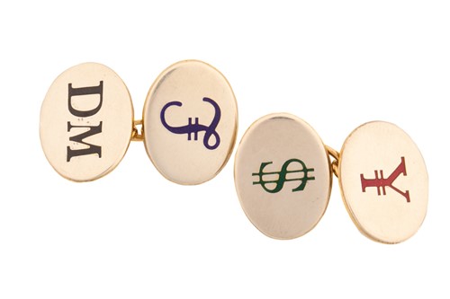 Lot 40 - A pair of Paul Longmire 9 carat gold cufflinks;...