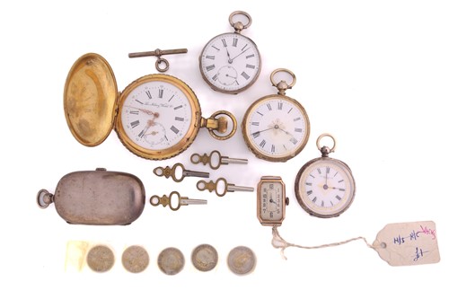 Lot 389 - A collection of four pocket watches, one 9ct...