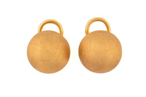 Lot 260 - A pair of dome earrings in 18ct yellow gold,...