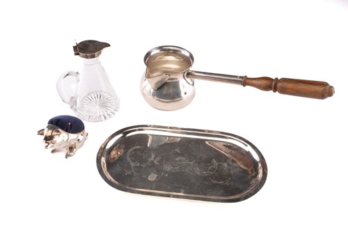 Lot 371 - A siver mounted glass whisky tot; of...