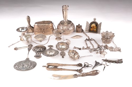 Lot 352 - A Middle Eastern white metal flagon; with...