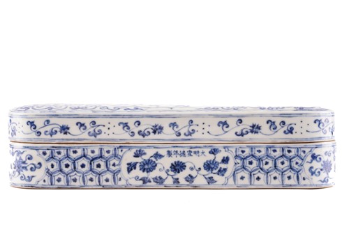 Lot 219 - A Chinese porcelain pen box and cover, of...