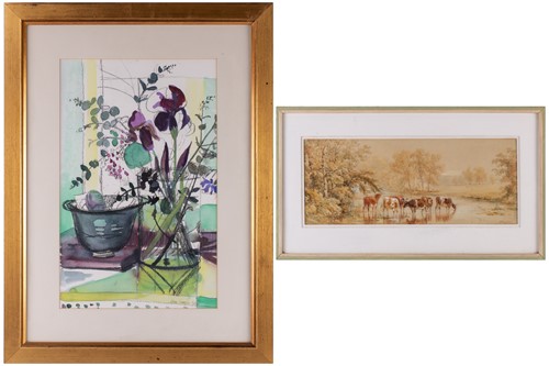 Lot 22 - Henry Earp Senior, Cattle in a river, signed,...