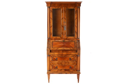 Lot 248 - An Italian walnut bureau bookcase, late 19th...