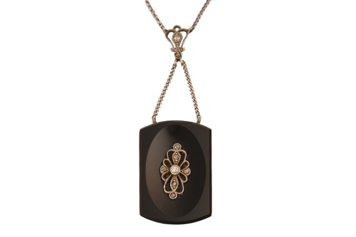 Lot 94 - An Art Deco style onyx and diamond necklace,...