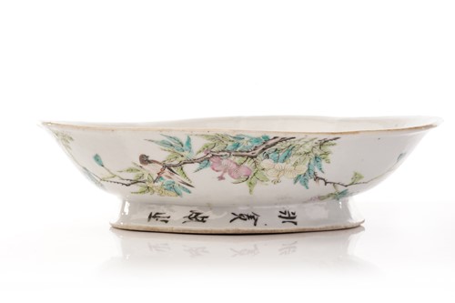 Lot 211 - A Chinese porcelain lozenge shape shallow bowl,...