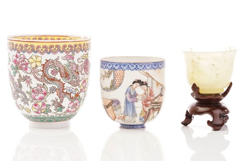 Lot 206 - Two Chinese eggshell cups, Republic Period or...