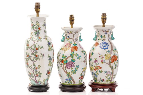 Lot 213 - A pair of Chinese Famile rose porcelain...