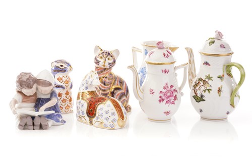 Lot 434 - A small Herend 'Rothschild Bird' coffee pot,...