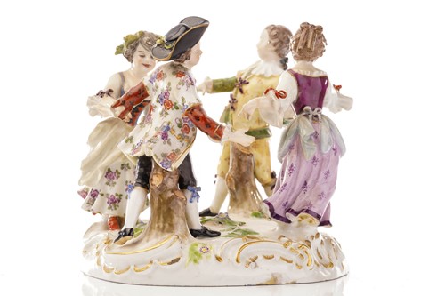 Lot 429 - A Meissen figure group of four dancing...