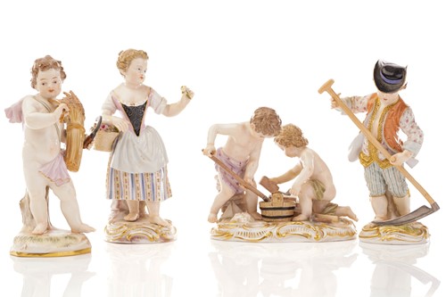 Lot 450 - Four Meissen figures, including one of two...