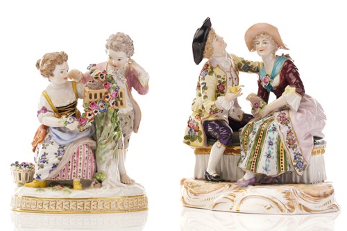 Lot 433 - A Meissen figure group of two children with a...