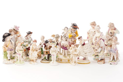 Lot 432 - A Derby porcelain figure of a lady playing a...