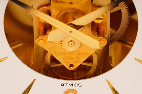 Lot 300 - A Jaeger LeCoultre brushed brass Atmos clock,...