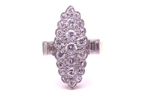 Lot 31 - A diamond-set panel ring in 18ct gold, the...