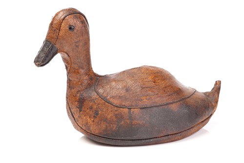 Lot 463 - A leather duck form doorstop by Dimitri Omersa...