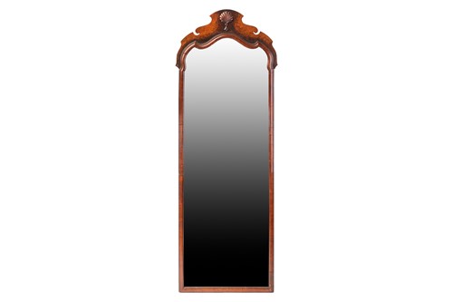 Lot 323 - A Queen Anne style walnut framed pier glass/...