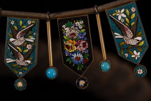 Lot 1 - A Victorian micromosaic fringe necklace with...