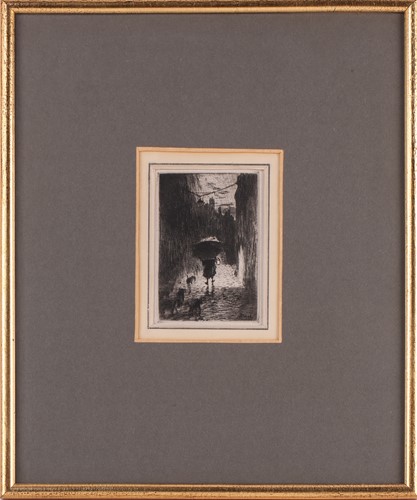 Lot 118 - Felix Buhot (1847 – 1898), Pluie et Parapluie,...