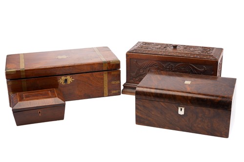 Lot 472 - A Victorian carved oak candle box, with...