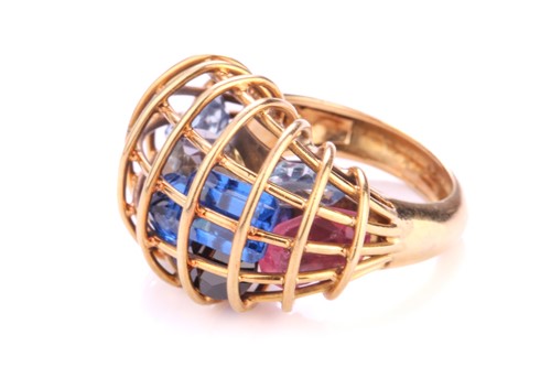 Lot 197 - A 'caged' cocktail ring filled with...