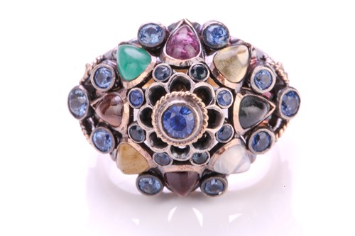 Lot 106 - A multi-gem set Noppakao Thai princess ring,...